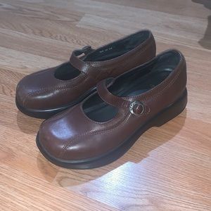 Dansko Mary Jane Platform Brown Shoes